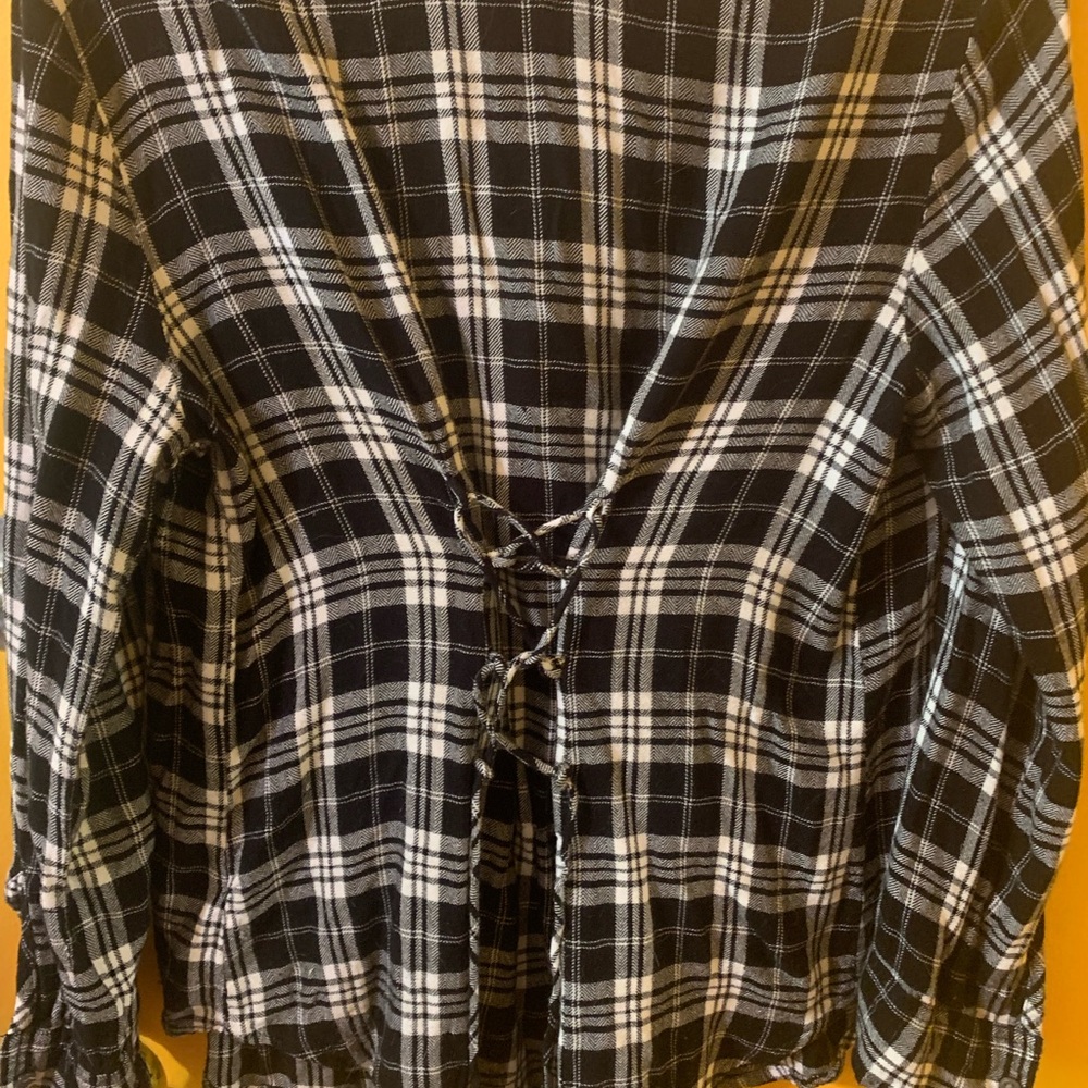 Plaid Lace-Up Women's Top